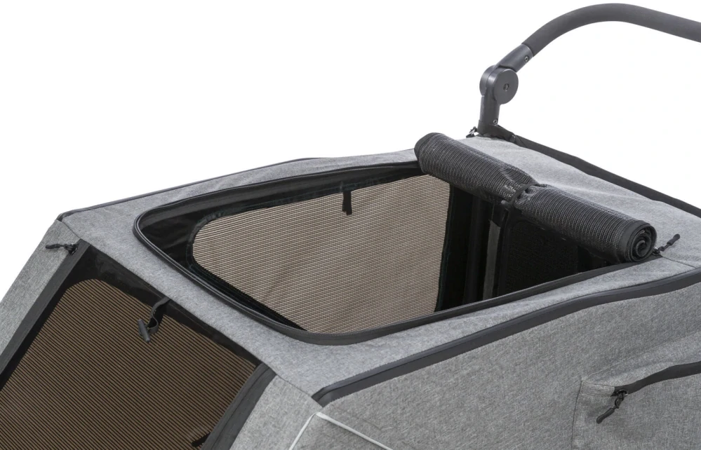 TRIXIE Vozík za kolo, L: 55,5 × 77 × 105/147 cm, do 45 kg, šedá/šalvějová