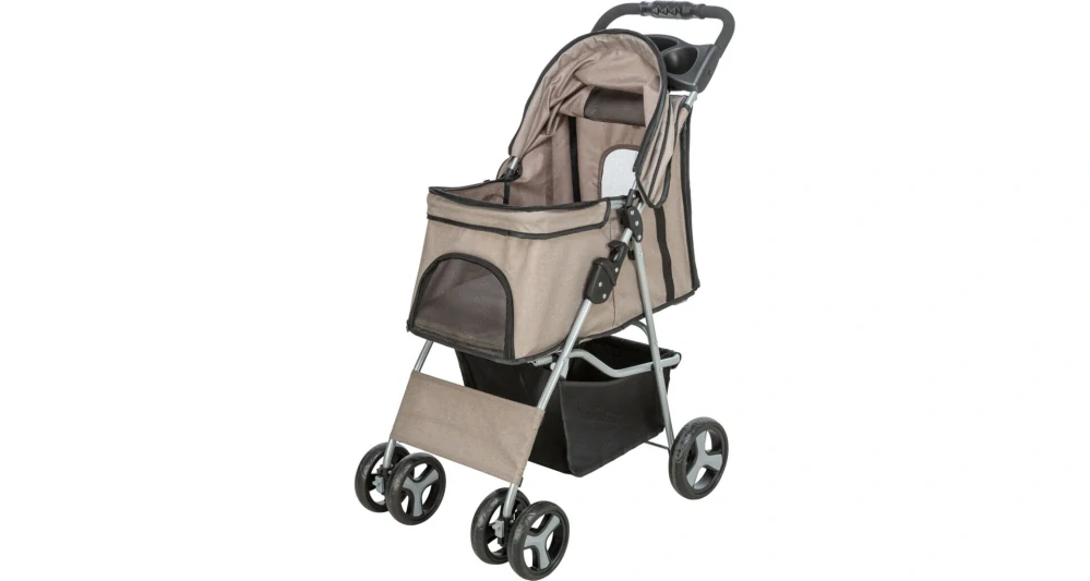 TRIXIE Kočárek pro psy BUGGY, rychlosklápěcí, 47 x 100 x 80 cm, nosnost do 15 kg, šedohnědá