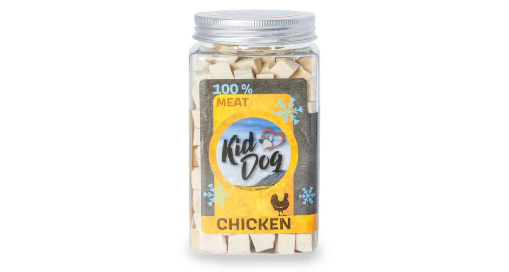 KIDDOG Super Premium 100% freeze dried CHICKEN CUBES - čisté kuřecí maso sušené mrazem 80 g
