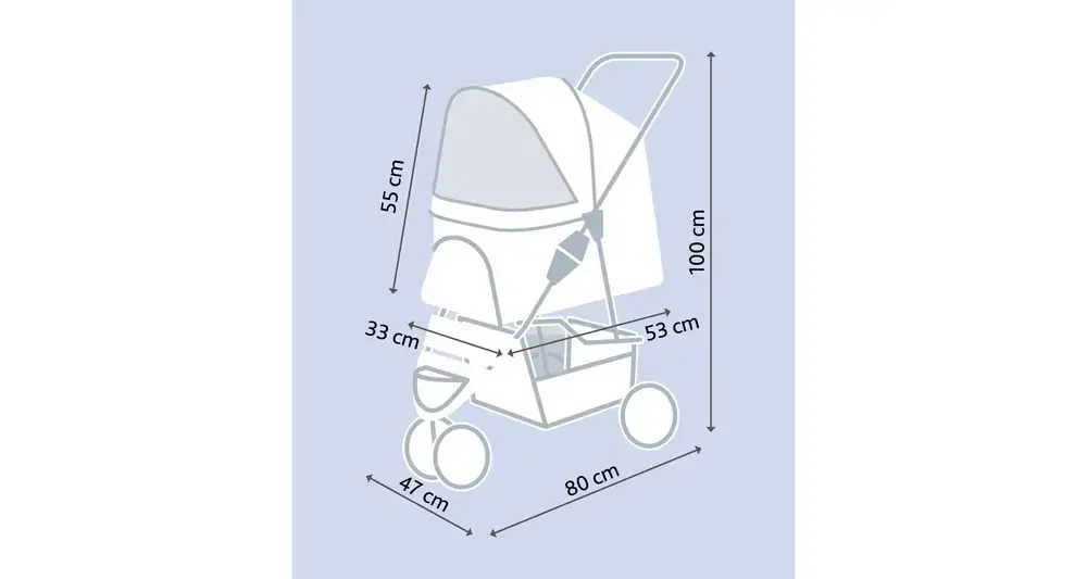 TRIXIE Kočárek s funkcí rychlého skládání 47x100x80cm, do 11kg, černý