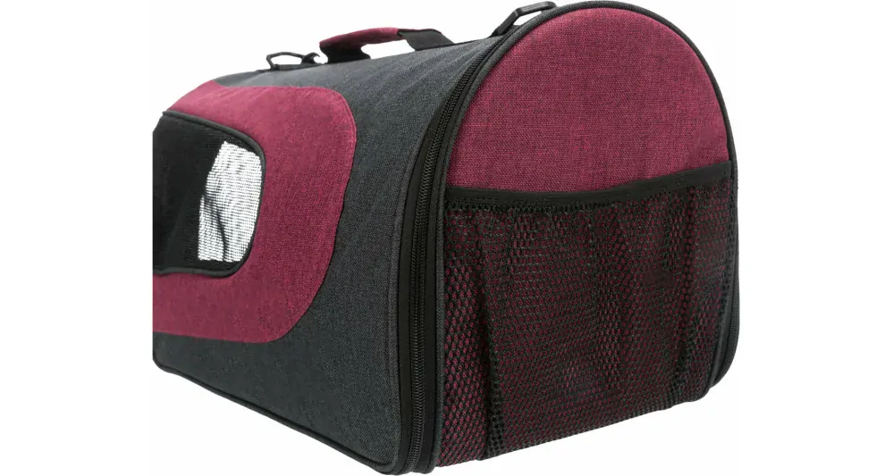 TRIXIE ALINA nylonová přepravní taška se síťkou 27x27x52 cm, antracit/bordó (max. 6 kg) - DOPRODEJ