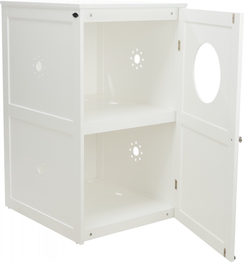 TRIXIE XL domek na kočičí toaletu, 2 poličky, MDF, 53 x 90 x 58 cm, bílá