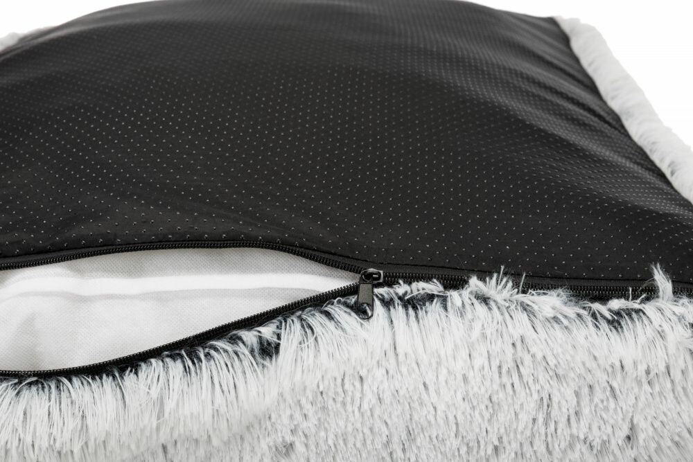 TRIXIE Vysoky polštář HARVEY obdelník 100 x 70cm, hebký potah s dlouhým vlasem, bílá/černá