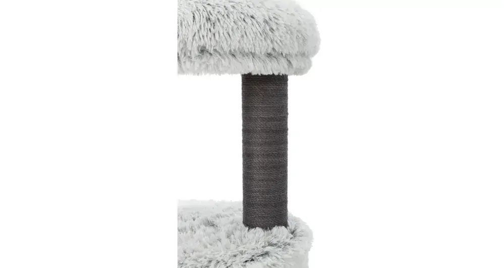 TRIXIE Škrábadlo HARVEY, kukaň, 2 sloupky, odpočívadlo 73cm, dlouhovlasý plyš, šedá
