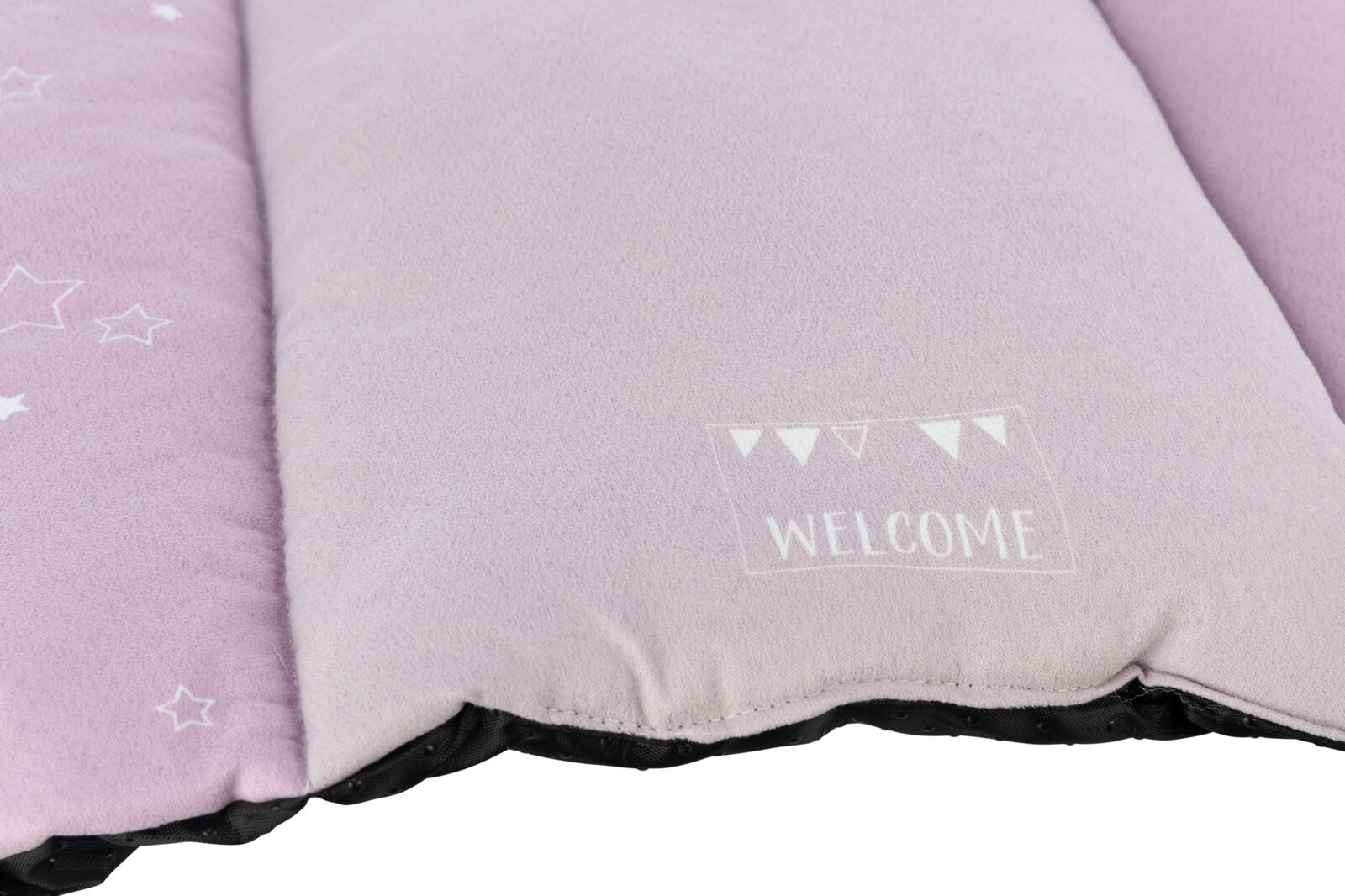 TRIXIE JUNIOR patchwork polštář DUHA, 68 x 62 cm, mátová/lila, růžová, velur