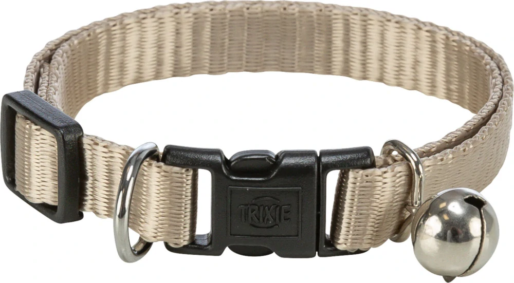 TRIXIE Nylonový nastavitelný obojek pro kočku, s rolničkou, khaki/béž/tyrkys/růž