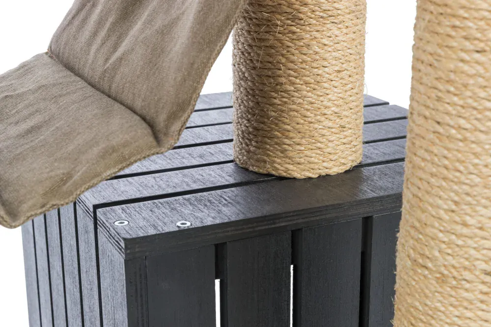 TRIXIE BE NORDIC škrabadlo FREIA, 123 cm, 2 x kukaň, hammock, antracit/písek