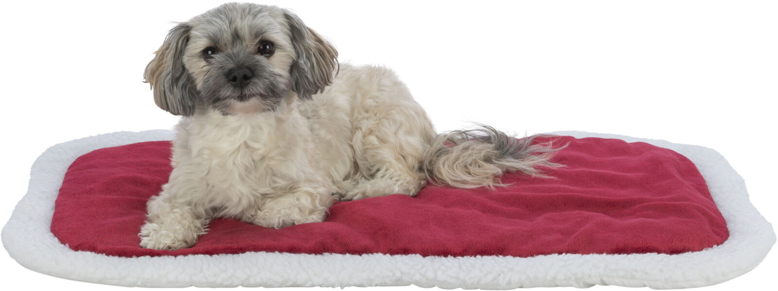 TRIXIE Xmas NEVIO oválná vánoční podložka, červená/bílá 98 x 58 cm