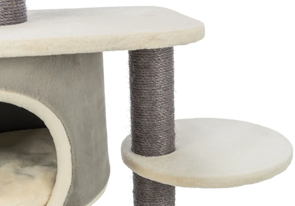 TRIXIE Škrabadlo MARCELLO, 140 cm, 4 podesty, kukaň, míč, krémová/šedá