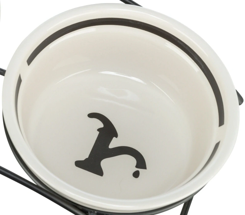 TRIXIE Keramická miska WATER, bílá/černá 1,6 l/ ø 20 cm