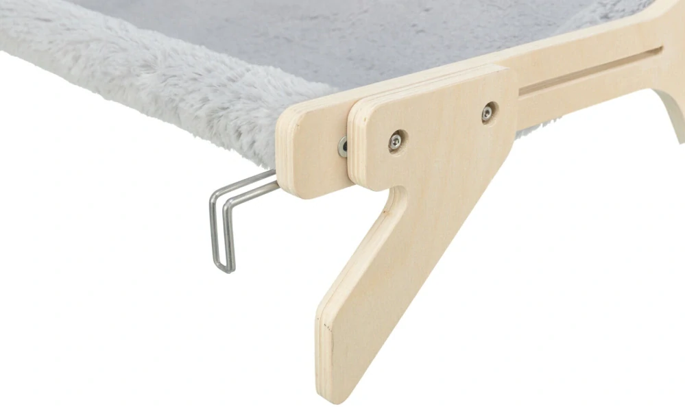 TRIXIE Hammock, lehátko pro kočky do 12 kg, 47 x 24 x 38 cm, dřevo/plyš, šedá