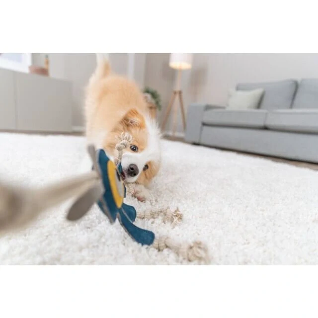 TRIXIE Monster - příšerka na laně, 47 cm, hračka pro psy,  100% pravá kůže/lano, petrolejová