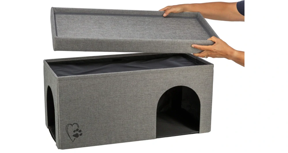 TRIXIE Jeskyně KIMY skládací, 2 patra, 76 x 72 x 37 cm, světle šedá