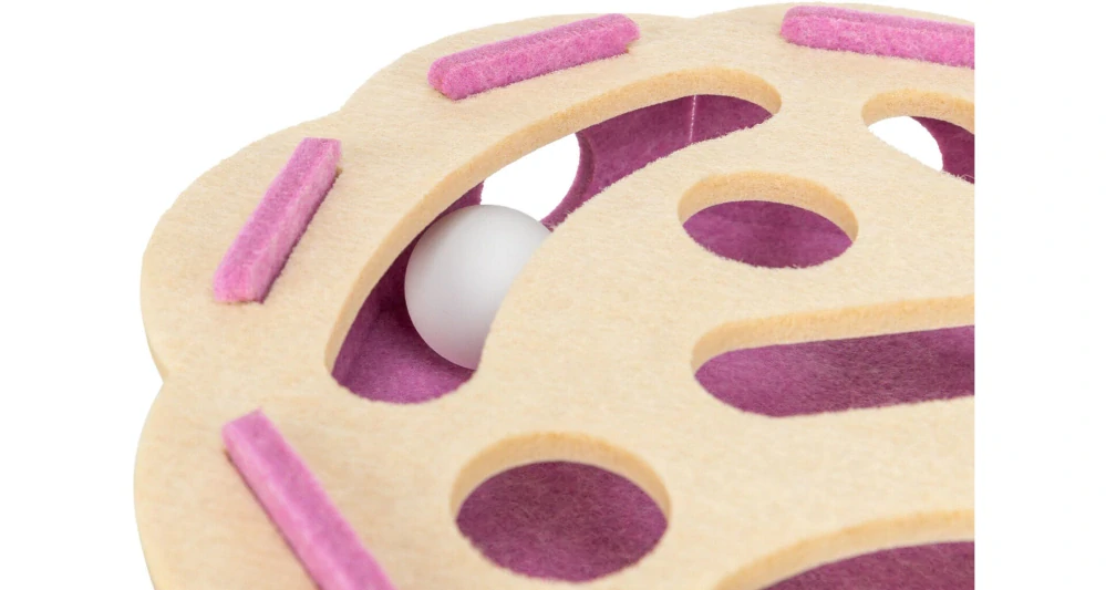TRIXIE Interaktivní hra pro kočky Hole'n'Roll – květina, ø 30 × 7.5 cm, filc, růžová/béžová