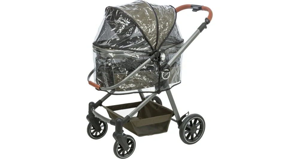 TRIXIE Kočárek s funkcí rychlého složení, 56 × 101 × 100 cm, do 22 kg, olivově zelený