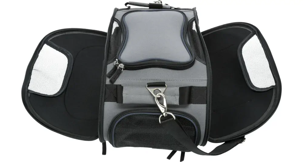 TRIXIE Transportní taška WINGS, do letadla, 28 x 23 x 46cm, šedá/modrá (max 20kg)