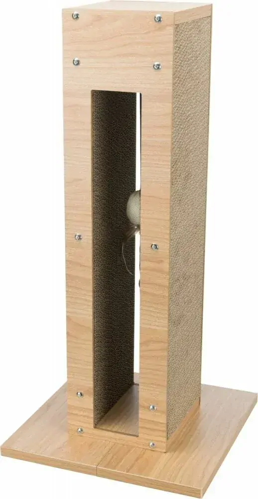 TRIXIE Škrábací sloupek vzhled dřeva, s hračkou, MDF/karton/juta, 62cm