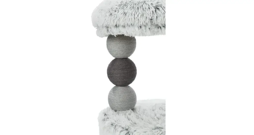 TRIXIE Škrábadlo HARVEY, kukaň, 2 sloupky, odpočívadlo 73cm, dlouhovlasý plyš, šedá