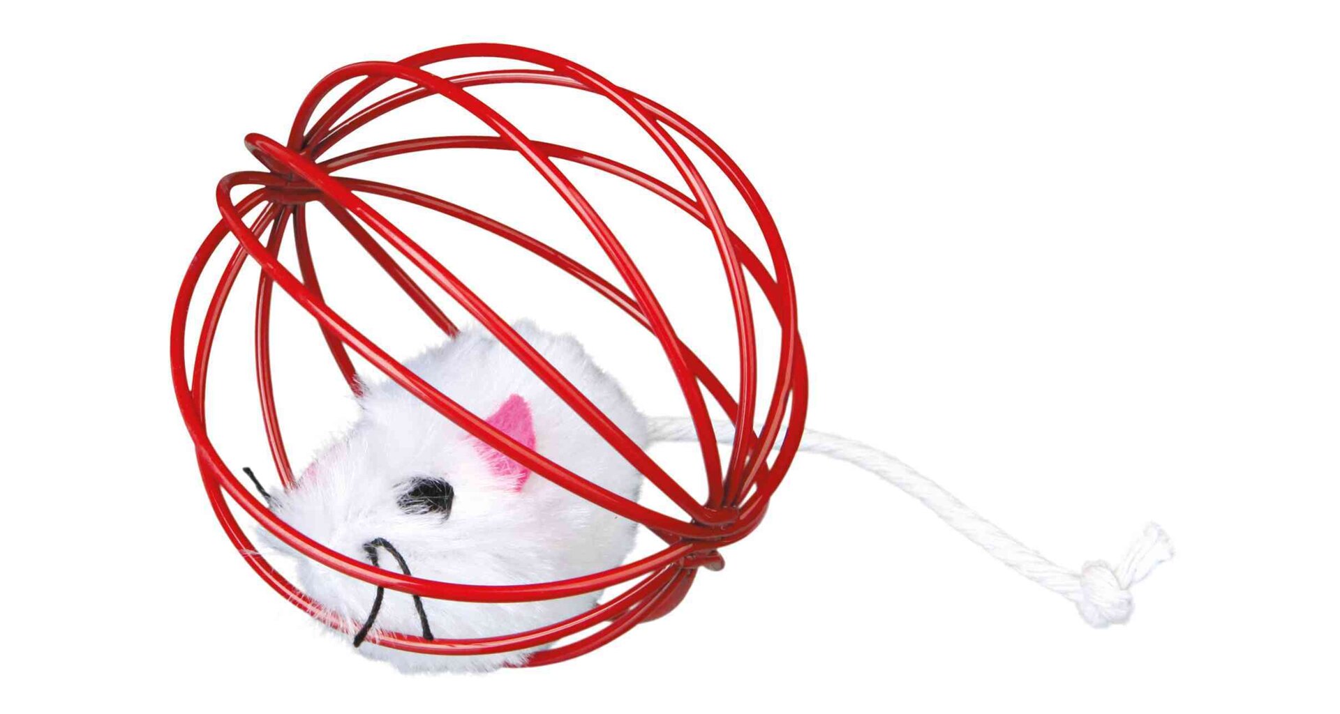 TRIXIE Plyšová myš v kulaté barevné kleci 6 cm