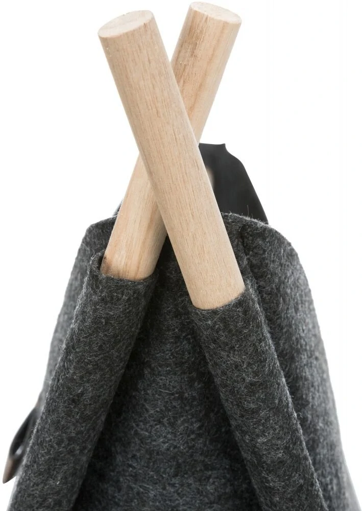 TRIXIE Jeskyně ELISE s polštářkem, 63 × 44 × 30 cm, tvar loďka, filc, antracit - DOPRODEJ