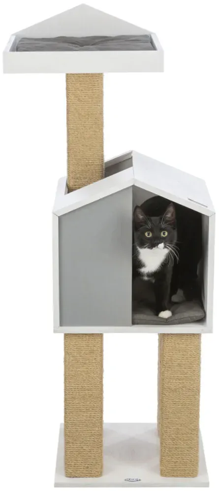TRIXIE BE NORDIC škrabadlo JONTE, hranaté sloupky, domeček s podestou, 115 cm