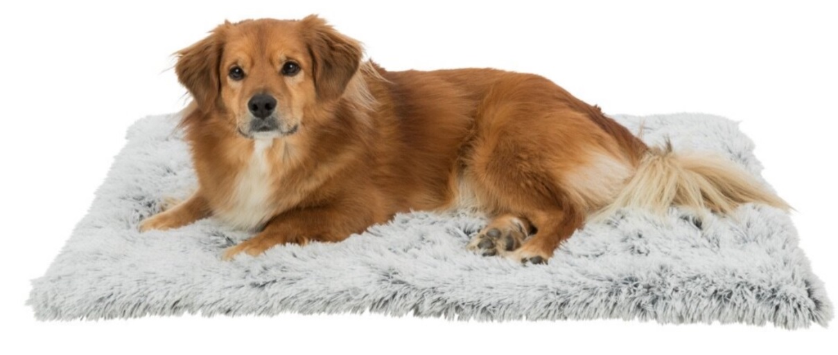 TRIXIE Lehací podložka HARVEY, hebký dlouhý vlas, bílo-černo/šedá 95 x 65 cm