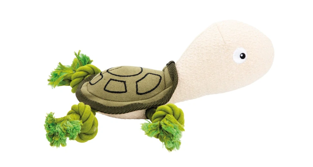 Mořská želva, 30 cm, látková hračka s bavlněnými uzly, HIPHOP DOG, zelená/krémová