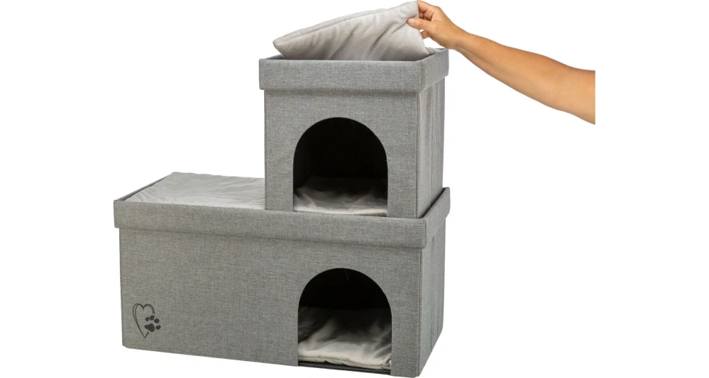 TRIXIE Jeskyně KIMY skládací, 2 patra, 76 x 72 x 37 cm, světle šedá