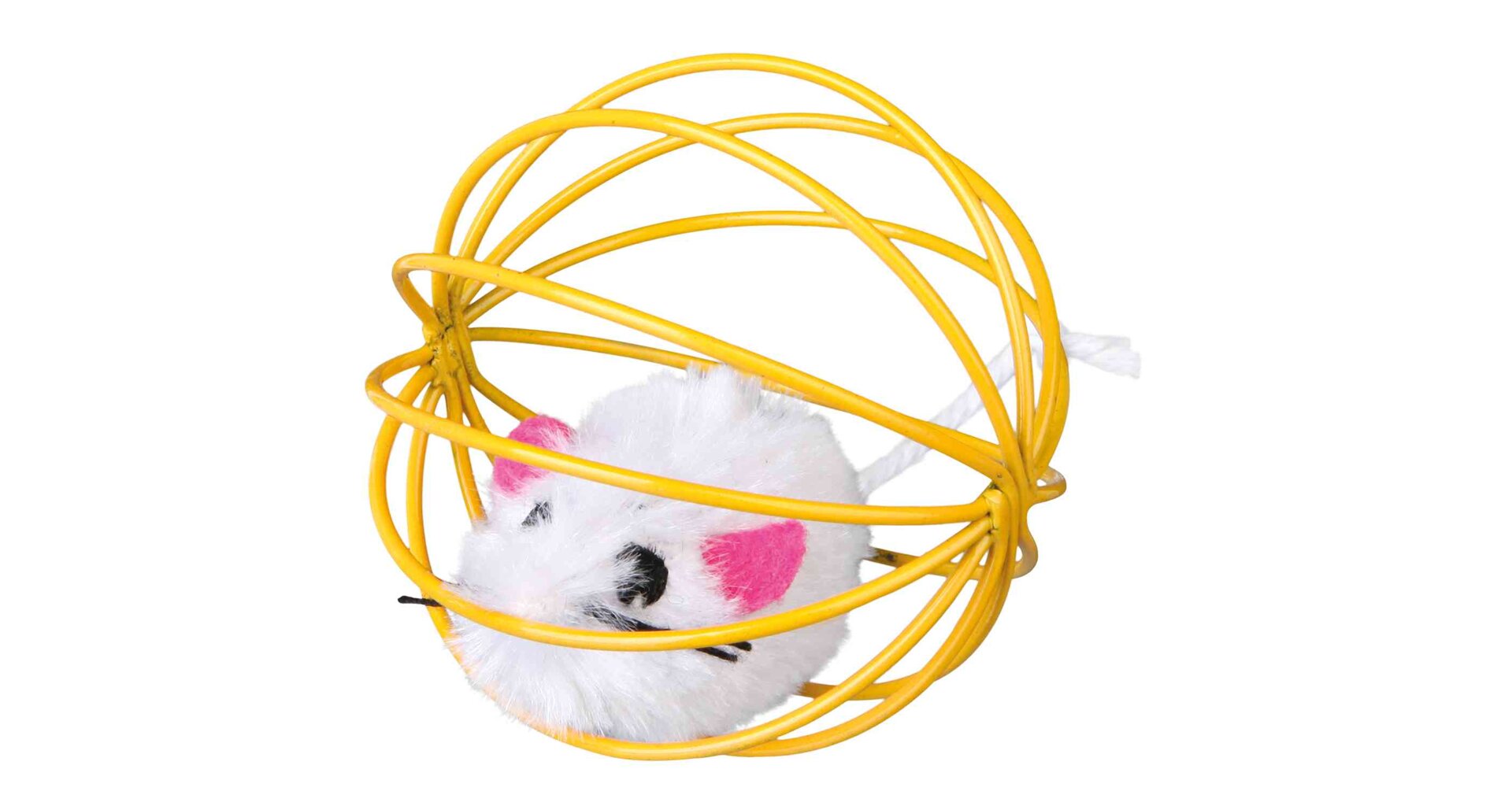 TRIXIE Plyšová myš v kulaté barevné kleci 6 cm