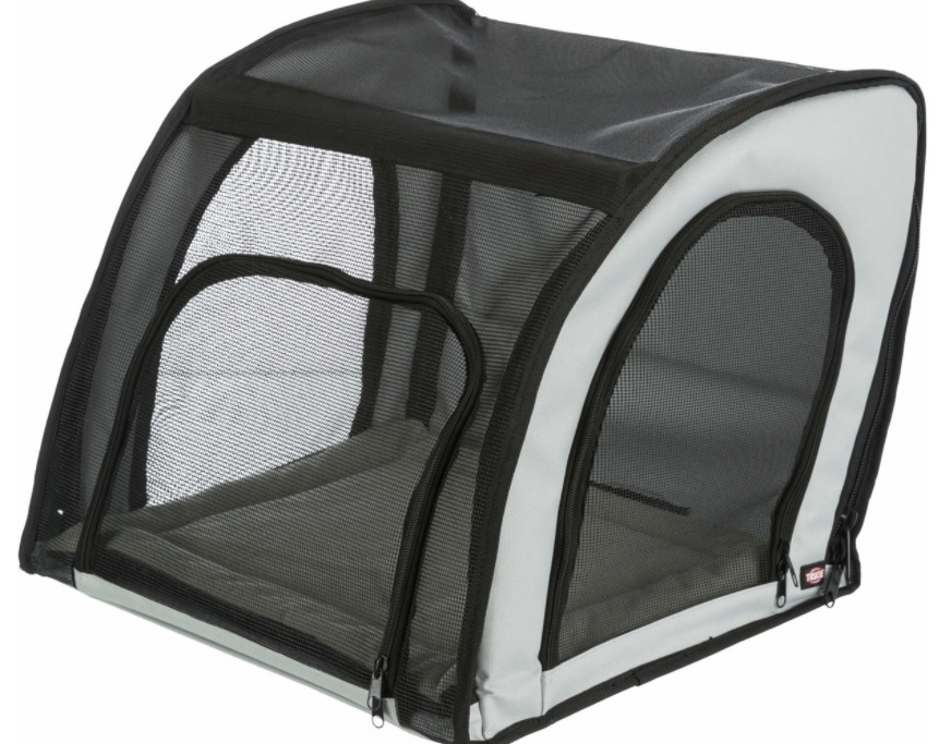 TRIXIE Autosedačka uzavíratelná, skládací, 4 strany celosíťové, 44 x 37 x 40 cm, šedo/černá