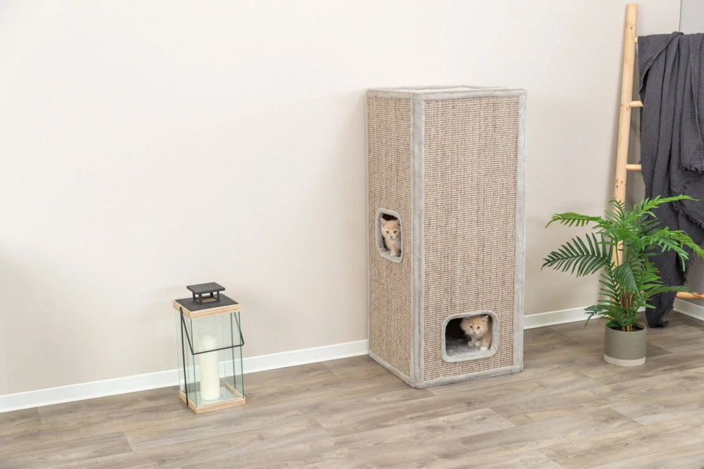 TRIXIE Škrabací věž JUNO, 3 patra, 116 cm, šedá