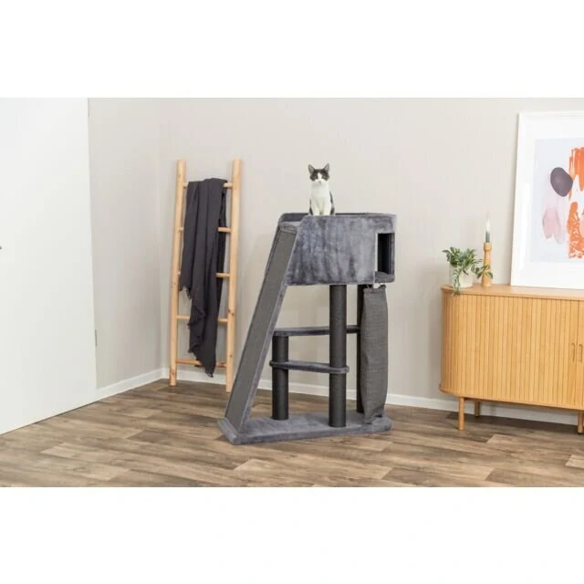 TRIXIE Škrabadlo ACTIVE, 96 x 38 / 122 cm, s lezeckou rampou, šedá