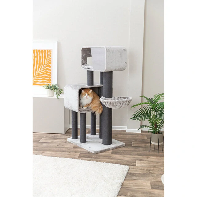 TRIXIE Škrabadlo RAFAEL XXL, 2 x jeskyně, hamaka, 156 cm, šedá