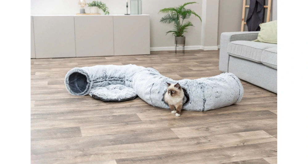 TRIXIE HARVEY plyšový hrací tunel / donut, ø 25 cm/160 cm, šedá