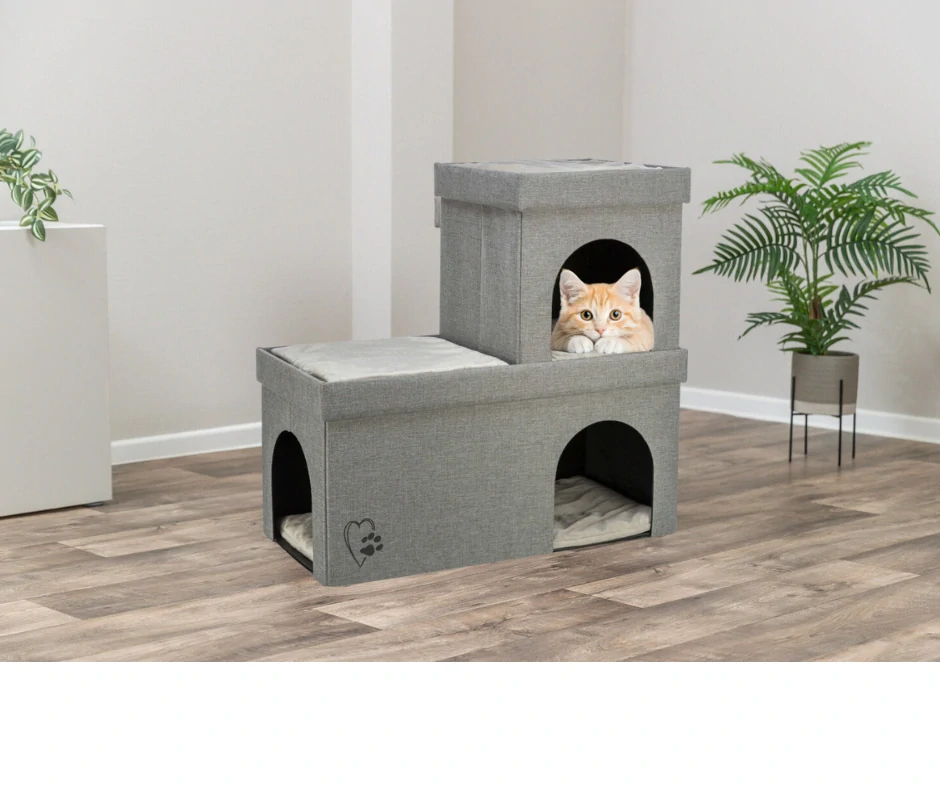 TRIXIE Jeskyně KIMY skládací, 2 patra, 76 x 72 x 37 cm, světle šedá