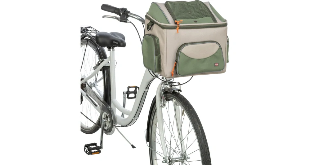TRIXIE Transportní koš na nosič, polyester, 48 x 40 x 34 cm, olivově zelená/béžová