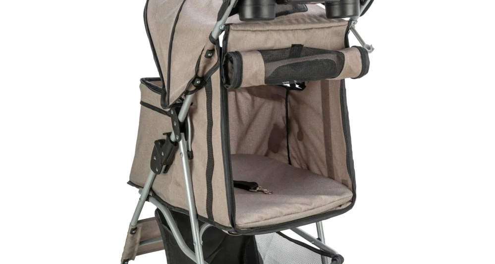 TRIXIE Kočárek pro psy BUGGY, rychlosklápěcí, 47 x 100 x 80 cm, nosnost do 15 kg, šedohnědá