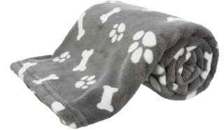 TRIXIE Plyšová deka KENNY, šedá s kostičkami a packami 75 x 50cm