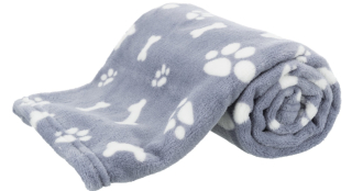 TRIXIE Plyšová deka KENNY, modrá s kostičkami a packami 75 x 50cm