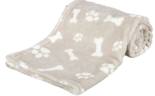 TRIXIE Plyšová deka KENNY, béžová s kostičkami a packami 75 x 50cm