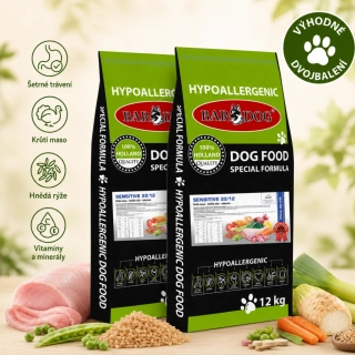 Bardog Hypoalergenní granule Sensitive 22/12 2 x 12 kg